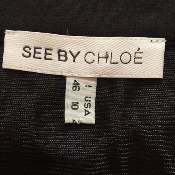 SEE BY CHLOE DRESS BLACK JERSEY KNIT SHIFT ITALY 46 US 10 - Picture 7 of 8